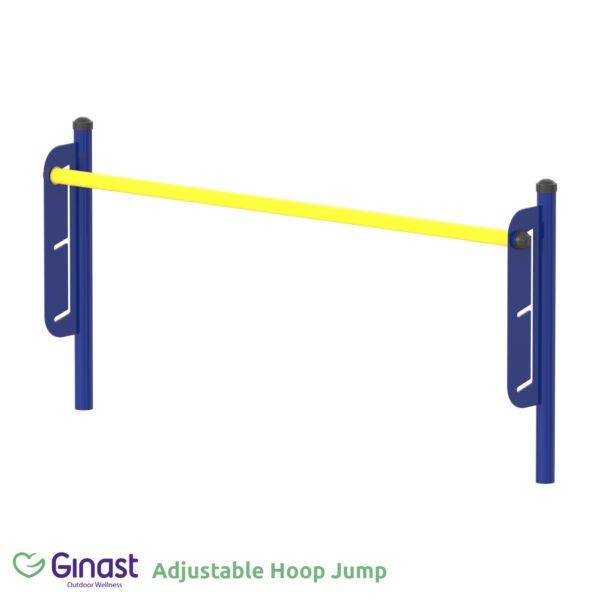 An adjustable hoop jump for dogs in a training or agility setting.