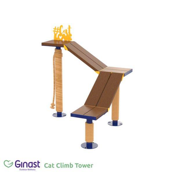 A PNG image of a cat climbing tower.